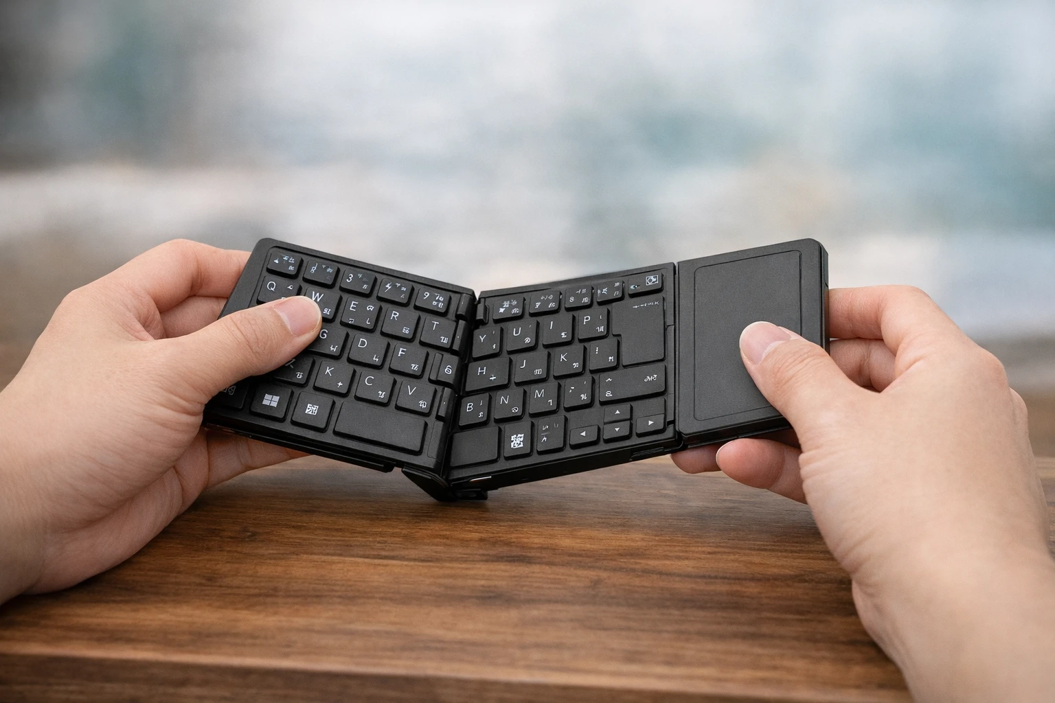 折りたたみ式で持ち運べるOmikamo Bluetoothキーボード